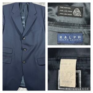 Ralph Lauren Navy Blue Men's Blazer‎ Pure New Wool - 44T